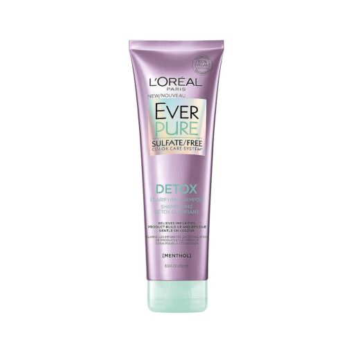 L'Oreal Paris EverPure Scalp Care + Detox Sulfate Free Shampoo for Color-Treated Hair, Anti-Dandruff, Invigorates Scalp and Removes excess build-up, Menthol and Neem Leaf Extract, 8.5 Ounce