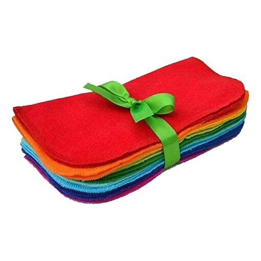 Washable Flannel Napkins 8x8 1 Ply Rainbow 10 Pack