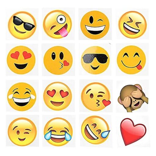 Temporary Emoticon Smiley Face Tattoos - 16 Assorted Emoticon Styles - Fun Gift, Party Favors, Party Toys, Goody Bag Stuffers, Easter Egg Stuffers 2" 144 Pack