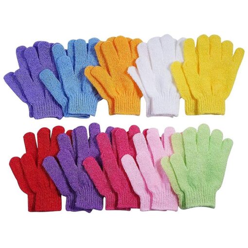 10 Pairs Exfoliating Gloves, Made of 100 % Nylon,10 Colors Double Sided Exfoliating Gloves for Beauty Spa Massage Skin Shower Body Scrubber Bathing Accessories .