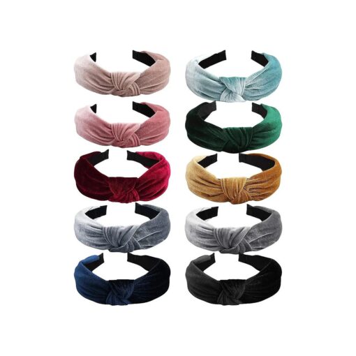 ANBALA 10 Pack Headbands for Women, Fashion Knotted Headbands, Lightweight Adjustable Breathable Wide Headbands Hair Hoop Hairbands for Fashion Outfit Party Dance Banquet Wedding Anniversary