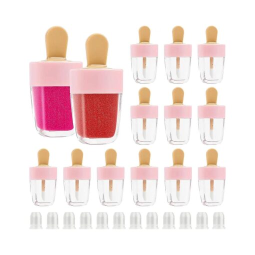 WSERE 20 Pcs Cute Lip Gloss Tubes Empty Lipgloss Container, Portable 4g Lip Glaze Tubes Reusable Refillable Lip Gloss Container Bottles, Creative Lovely Ice Cream Shape DIY Cosmetic Samples Bottle