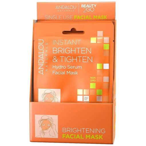 Andalou Naturals Instant Brighten & Tighten Hydro Serum Facial Mask, 0.6 Fluid Ounce