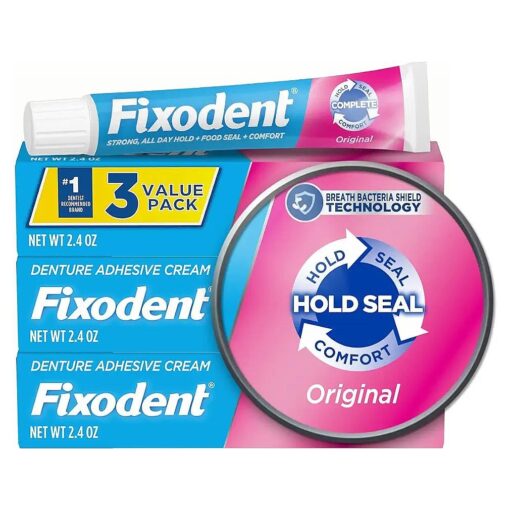 Fixodent Complete Original Denture Adhesive Cream, 2.4 Ounce ( Pack of 3 )