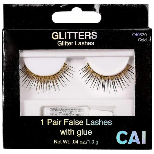 CAI Cosmetics All That Glitters Gold Eyelashes | Reusable, Long Lasting & Easy-to-Apply, Comfortable Lashes ( GOLD )