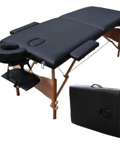 Safeplus Massage Table Portable, 84" Long 34" Wide 2 Fold Adjustable Folding Massage Bed for Salon Beauty Physiotherapy Facial SPA Tattoo Household with Carrying Case, Black