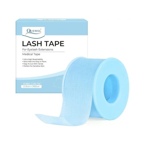 QUEWEL Lash Tape for Eyelash Extensions Blue Eyelash Tape Stick Well Breathable Eyelash Extension Tape Microfoam Tape Eyelash Extensions Flexible & Comfortable for Sensitive Skins to Use ( Blue )