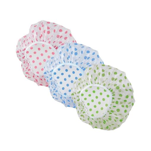 3PCS Shower Caps - Disposable and Reusable Waterproof Caps for Women - Waterproof and Convenient for Travel ( 1Pack Blue+1Pack Red+1Pack Green )