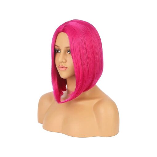 eNilecor Hot Pink Wigs, Colorful Bob Wig for Women Hair Replacement Wigs, Short Straigh Colored Bob Cut Wigs Natural Pastel Heat Resistant Synthetic Pink Wigs for Women Cosplay Party Wigs