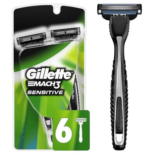 Gillette Mach3 Disposable Razors for Men, 6 Count, Designed for Sensitive Skin