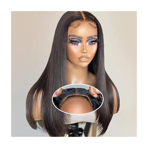 Wear and Go 6x4 Straight Glueless Wigs Human Hair Pre Plucked Pre Cut Lace Front Wigs Human Hair 150 % Density HD Lace Closure Wigs Human Hair