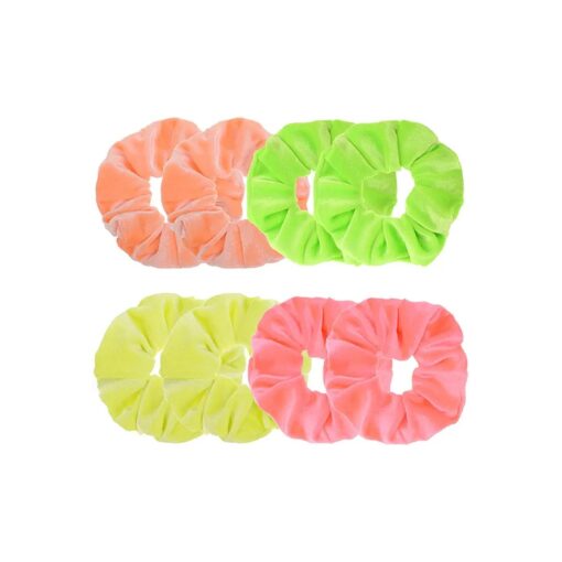 8 Pcs Neon Color Solid Velvet Scrunchies for Hair Girls ' Elastic Hair ties