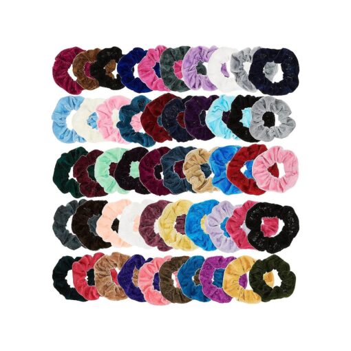 Expressions Scrunchie Set of 50 Comfy, Colorful Scrunchies in a Convenient Drawstring Storage Bag, Accessories for Women and Girls, Great Value, Damage Free ,