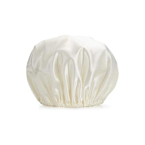 Large -Size Waterproof Double Layers Women 's Shower Caps ( Beige )