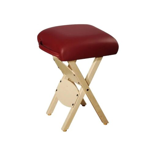 Master Massage Tables Lightweight Wooden Handy Folding Massage Stool, Burgundy