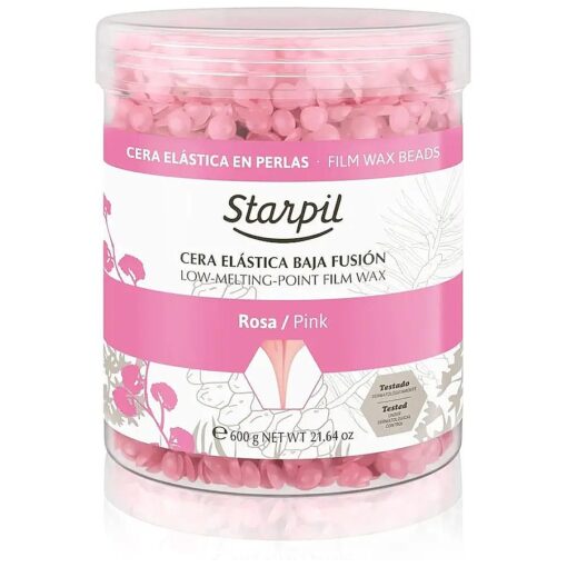 Starpil Wax 600g / 1.3 lb Pink Hard Wax Beads for Painless Hair Removal, Stripless Wax Beads, Polymer Blend Low Temperature Wax for Face, Bikini, Brazilian, Legs, Underarm, Back and Chest