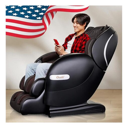 Osaki Zero Gravity Space Saving Bluetooth Connection for Speaker 9 Unique Auto-Programs 4 Styles OS Monarch 3D L Track Massage Chair, One Size Fits All, Polyurethane, Black