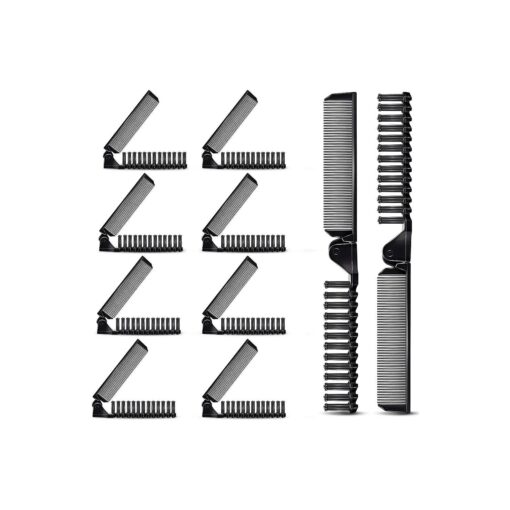 10 Pcs Portable Travel Folding Comb Brush Combo Compact Foldable Hair Brush Pocket Size Comb Double Headed for Women Men Homeless Hotel Shelter Nursing Home Charity Church ( Black )