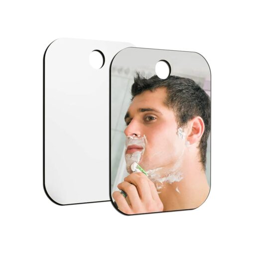 NC Unbreakable Shower Mirror fogless for Shaving, Fog Proof Shave ( Medium,2PCS,4" x6" ), Shatterproof Travel Makeup Camping Mirrors, Wall Hanging Mirror Bathroom, Portable Lightness Handheld Mirror Locker