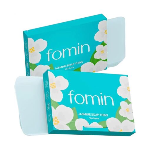 FOMIN - Antibacterial Paper Soap Sheets for Hand Washing - ( 200 Sheets ) Jasmine Portable Travel Soap Sheets, Dissolvable Camping Mini Soap, Portable Hand Soap Sheets