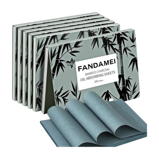 FANDAMEI 600 Counts Oil Blotting Sheets For Face, Oil Blotting Papers For Face, Blotting Paper for Oily Skin, Oil Control Film, Oil Absorbing Sheets For Face, Oil Absorbing Tissues, Bamboo Charcoal