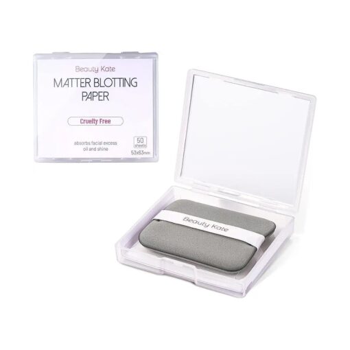 2 Pack Matter Blotting Paper for Oily Skin Total 100 Sheets with Mirror Case and Makeup Puff - Easy Dispensing Oil Blotting Sheets for Face, Makeup Friendly Oil Absorbing Sheets