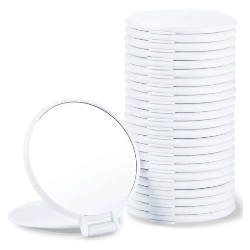 Compact Mirror Bulk, Round Makeup Mirror for Purse, Set of 24 ( White )