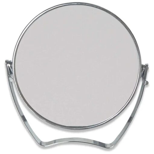 Two-Sided Portable Transparent & Round Makeup/Travel Mirror with 1X and 3X Magnification 4-In/6-in with Handle ( Silver, 4inch )