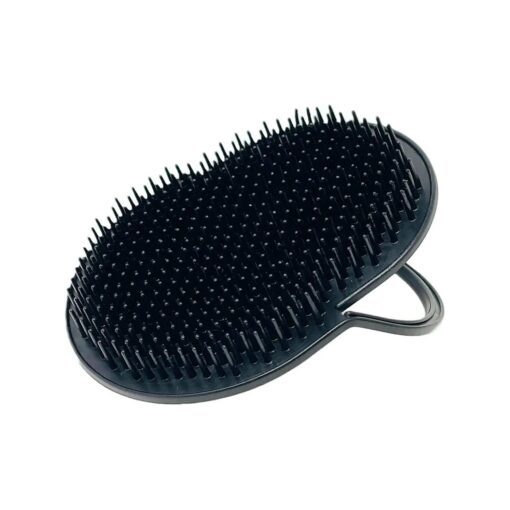 G.B.S American Comb 's Palm Pocket Shampoo Brush - Made in USA with Round Bristles for Effective Scalp Massage ( Black )