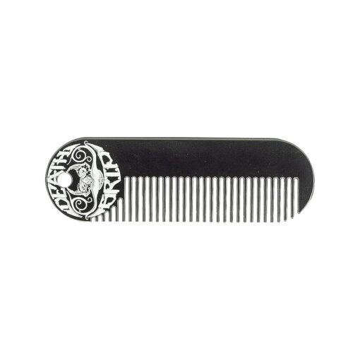 Moustache & Beard Comb Or Fine Tooth Mustache Pocket Stainless Steel Metal Powder Coated Black Keychain Comb For Men - 3.25 x 1 Inches by Death Grip