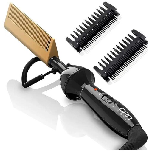 Dan Technology mini hot comb, travel size pressing comb,450 hot comb electric for wigs, Dual Voltage hair straightener comb for Travel & Home, Professional Electric Pressing Combs for Natural Black Hair