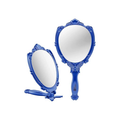 Decorative Hand Held Mirror | Beautifully Butterfly Design Hand Mirrors with Handle | Lightweight Mirror | 180 Degrees Full Folding Portable Mirror | Travel Makeup Mirror ( Blue )