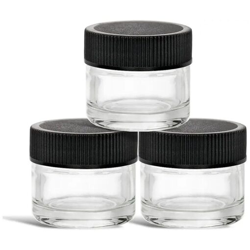 ( 200 Pack ) 5ml Thick Glass Jars with Black Lids - Airtight Containers for Oil, Lip Balm, Wax, Cosmetics - Mini Refillable Jars Great for Travel, Samples, & More