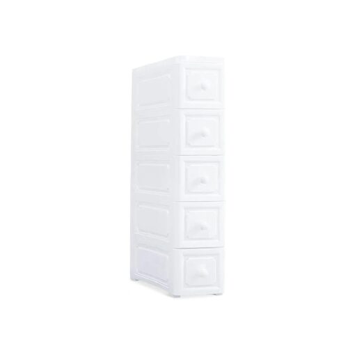 Conworld Super Light Weight Slim Plastic Bathroom Storage, Self-Assembling Organizer 5 Tier Cart with 4 Wheels ( Product Comes with Installation Instructions and Video )