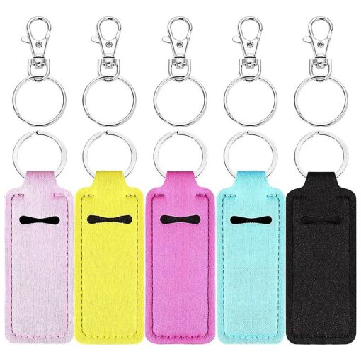 Chapstick Holder Lip Balm Sleeves Pouch Portable Lipstick Holder Bags Lip Gloss Holder Chapstick Holder With Clip for Women ( Pink Black etc )