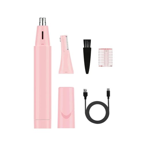 Ear Nose Hair Trimmer for Women, Rechargeable Eyebrow Facial Hair Trimmer, Painless Waterproof Nose Clipper Professional Dual Blades Face Shaver Pink ( Pink )