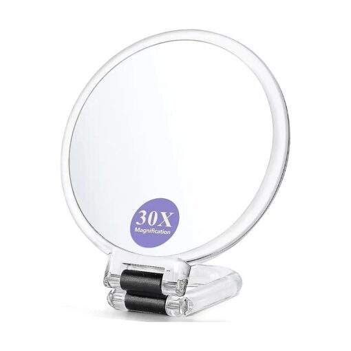 B Beauty Planet Hand Mirror, 30X Magnifying Mirror with Handle and Double Sided & 30X/1X Magnification, Portable Foldable Handheld Magnifying Mirror, Travel Essential Magnifying Makeup Mirror 5 Inches