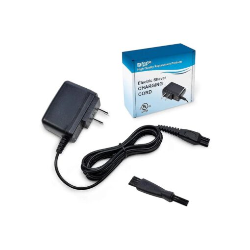 HQRP 15V Charger Compatible with Philips Norelco HQ8505 7000 5000 3000 6709X 6716X 6735X 6737X 6828XL 6829XL RQ1280 RQ1260, Aquatech Powertouch AT880, UL Listed AC Adapter Power Cord Shaver + Brush