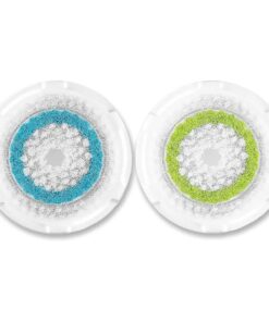 Replacement Facial Cleansing Brush Head Compatible with Clarisonic Mia 1, Mia 2, Mia Fit, Alpha Fit, Smart Profile Uplift and Alpha Fit ( Blue1+green1, 2 Pack )