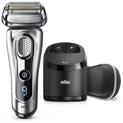 Braun Electric Razor for Men Foil Shaver with Precision Beard Trimmer, Rechargeable, Wet & Dry, Clean & Charge Station and Leather Travel Case, 6 Piece Set