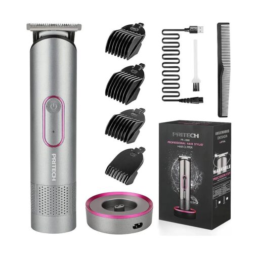 PRITECH Hair Trimmer for Women, Waterproof Bikini Trimmer for Women for Wet & Dry Use, Rechargeable Pubic Hair Trimmer Women, Women Electric Razor & Shaver with Standing Recharge Dock, Aurora Gray