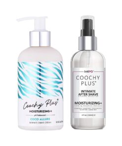 Coochy Plus Intimate Shaving Complete Kit - COCO ALLURE & Organic After Shave Protection Soothing Moisturizer Mist - Antioxidant Formula Prevents Razor Burns, Itchiness & Ingrown Hairs