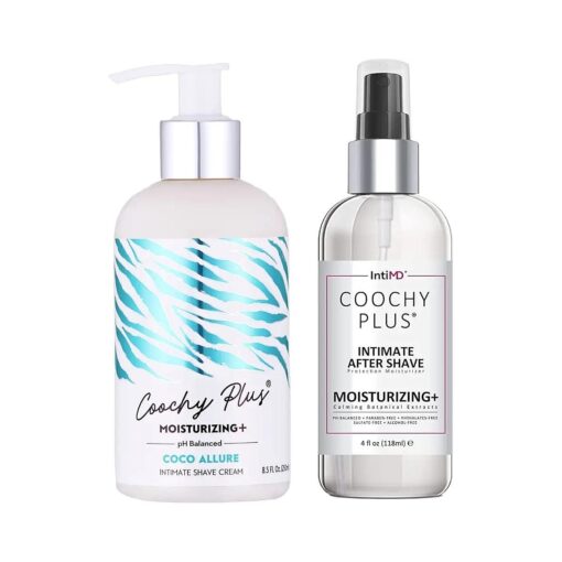 Coochy Plus Intimate Shaving Complete Kit - COCO ALLURE & Organic After Shave Protection Soothing Moisturizer Mist - Antioxidant Formula Prevents Razor Burns, Itchiness & Ingrown Hairs