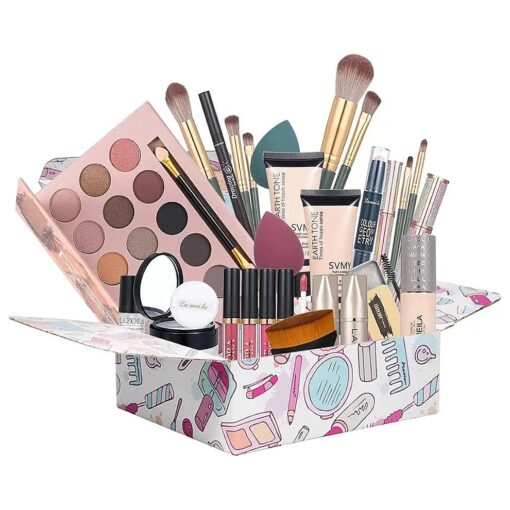 All in One Makeup Kit for Women Full Set Girl Makeup Gift Set Makeup Essentials Set Includes Foundation 18 Color Eyeshadow Palette Lipstick Eyebrow Pencil Makeup Gift Set