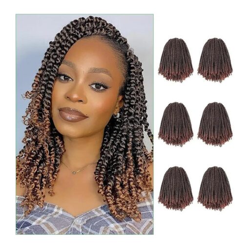 Spring Twist Hair 6 Packs Spring Twist Braiding Hair For Passion Twist Spring Twist Crochet Hair For Black Women Crochet Twist Short Crochet Hair Synthetic Braiding Hair Extensions ( 8" 6Pieces, T30 # )