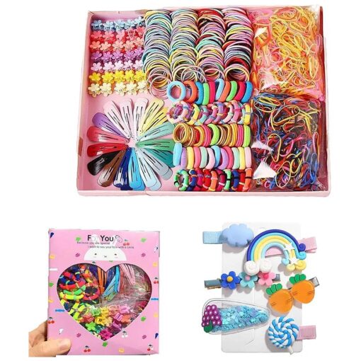 786 pcs Girls Hair Clip Hair Tie Set Toddler Kids Hair Accessories for Girls Hair Clips for Toddler Girls Hair Accessories Set Colorful Ponytail Holders Rubber Bands