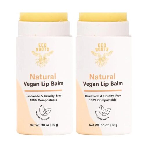 Natural Lip Balm 2 Pack - Organic Chapstick, Vegan Lip Moisturizer Set - Cruelty-Free and Eco-Friendly - Plastic-Free with Compostable Packaging - Artfully Crafted in the USA