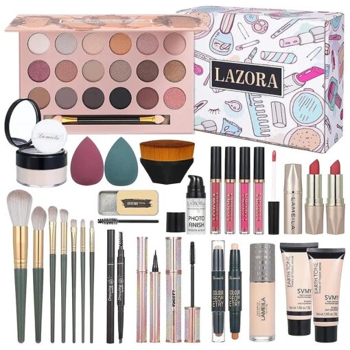 Makeup Kit for Women All in One Makeup Sets Makeup Kit for Women Full Kit Teens Makeup Essential Bundle Include 18 Color Eyeshadow Palette Set