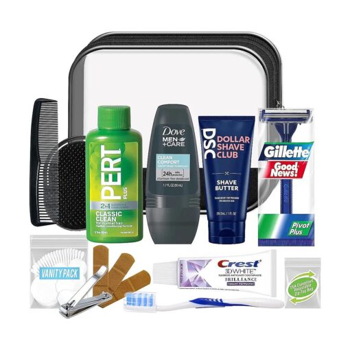 Convenience Kits International Men 's Super Deluxe, 16-Piece Kit with Travel Size TSA Compliant Essentials in Reusable Zippered Toiletry Bag