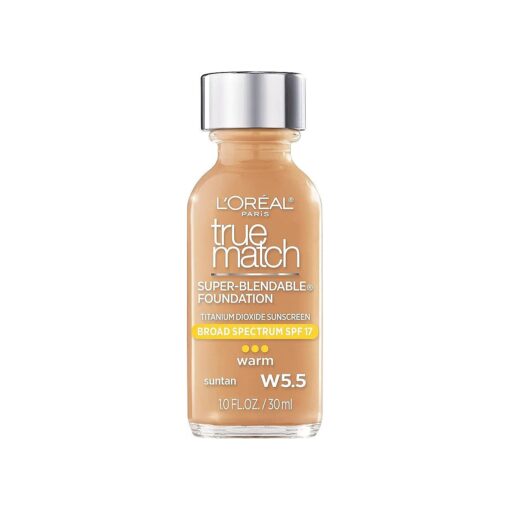 L'Oreal Paris Makeup True Match Super-Blendable Liquid Foundation, Suntan W5.5, 1 Fl Oz,1 Count